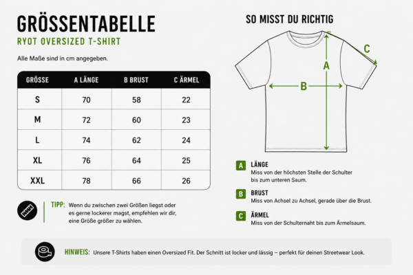 RYOT Streetwear T-Shirt Heavy Cotton Oversized – Premium aus 100 % Baumwolle